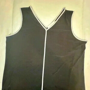 Anne Klein Bi-Level Knit Tank, Black/White,  Sz X Large   (Z)